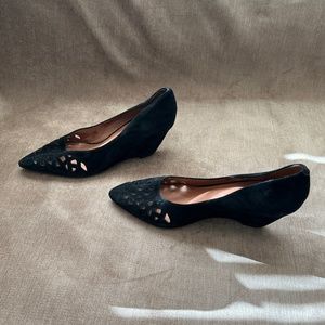 Jeffrey Campbell Black Suede Wedge - Size 10
